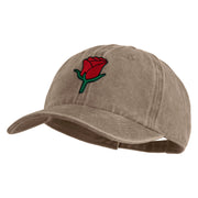 Mini Rose Patched Unstructured Pigment Dyed Cotton Cap - Khaki OSFM