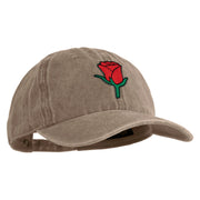 Mini Rose Patched Unstructured Pigment Dyed Cotton Cap - Khaki OSFM