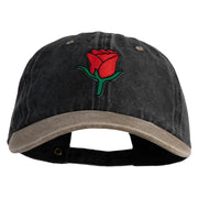 Mini Rose Patched Unstructured Pigment Dyed Cotton Cap - Khaki-Black OSFM