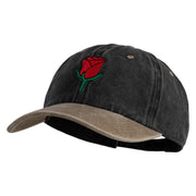Mini Rose Patched Unstructured Pigment Dyed Cotton Cap - Khaki-Black OSFM
