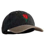 Mini Rose Patched Unstructured Pigment Dyed Cotton Cap - Khaki-Black OSFM