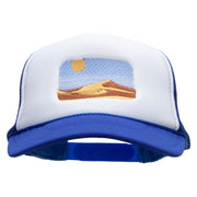 Sand Dune Embroidered Foam Panel Mesh Snapback - Royal-White OSFM