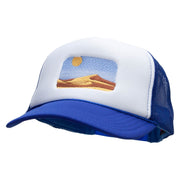 Sand Dune Embroidered Foam Panel Mesh Snapback - Royal-White OSFM