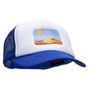 Sand Dune Embroidered Foam Panel Mesh Snapback - Royal-White OSFM