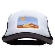 Sand Dune Embroidered Foam Panel Mesh Snapback - Black-White OSFM