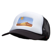 Sand Dune Embroidered Foam Panel Mesh Snapback - Black-White OSFM