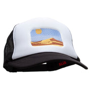 Sand Dune Embroidered Foam Panel Mesh Snapback - Black-White OSFM