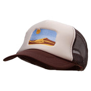 Sand Dune Embroidered Foam Panel Mesh Snapback - Brown-Tan OSFM