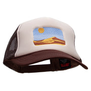 Sand Dune Embroidered Foam Panel Mesh Snapback - Brown-Tan OSFM