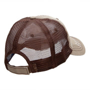 Cowboy Silhouette Embroidered Frayed Mesh Cap