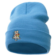 Rat Ghost Embroidered Knitted Long Beanie