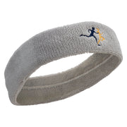 Running Symbol Embroidered Head Bands Terry - Lt-Grey OSFM