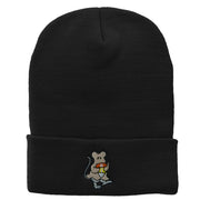 Rat Ghost Embroidered Knitted Long Beanie