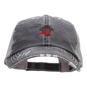 Cowboy Silhouette Embroidered Frayed Mesh Cap