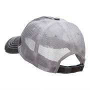 Cowboy Silhouette Embroidered Frayed Mesh Cap