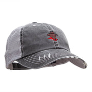 Cowboy Silhouette Embroidered Frayed Mesh Cap