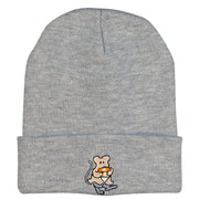 Rat Ghost Embroidered Knitted Long Beanie