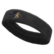 Running Symbol Embroidered Head Bands Terry - Black OSFM