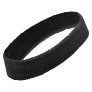 Running Symbol Embroidered Head Bands Terry - Black OSFM