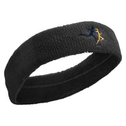 Running Symbol Embroidered Head Bands Terry - Black OSFM