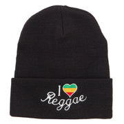 Rasta I Love Reggae Embroidered Long Beanie