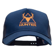 Hunter Embroidered Solid Cotton Twill 5 panel Mesh Back Cap