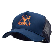 Hunter Embroidered Solid Cotton Twill 5 panel Mesh Back Cap