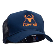 Hunter Embroidered Solid Cotton Twill 5 panel Mesh Back Cap