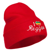 Rasta I Love Reggae Embroidered Long Beanie