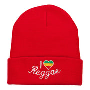 Rasta I Love Reggae Embroidered Long Beanie