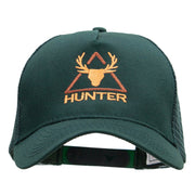 Hunter Embroidered Solid Cotton Twill 5 panel Mesh Back Cap