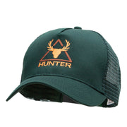 Hunter Embroidered Solid Cotton Twill 5 panel Mesh Back Cap