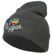 Rasta I Love Reggae Embroidered Long Beanie