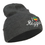 Rasta I Love Reggae Embroidered Long Beanie