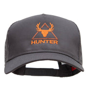 Hunter Embroidered Solid Cotton Twill 5 panel Mesh Back Cap