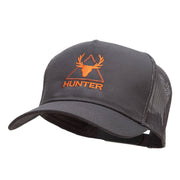 Hunter Embroidered Solid Cotton Twill 5 panel Mesh Back Cap