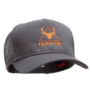 Hunter Embroidered Solid Cotton Twill 5 panel Mesh Back Cap