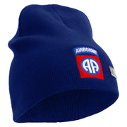 Licensed 82nd Airborne Military Embroidered 8 Inch Knitted Short Beanie - Royal OSFM