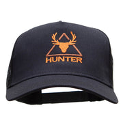 Hunter Embroidered Solid Cotton Twill 5 panel Mesh Back Cap