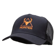 Hunter Embroidered Solid Cotton Twill 5 panel Mesh Back Cap