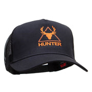 Hunter Embroidered Solid Cotton Twill 5 panel Mesh Back Cap