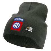 Licensed 82nd Airborne Military Embroidered 8 Inch Knitted Short Beanie - Dk-Grey OSFM