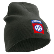 Licensed 82nd Airborne Military Embroidered 8 Inch Knitted Short Beanie - Dk-Grey OSFM