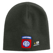 Licensed 82nd Airborne Military Embroidered 8 Inch Knitted Short Beanie - Dk-Grey OSFM