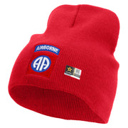 Licensed 82nd Airborne Military Embroidered 8 Inch Knitted Short Beanie - Red OSFM