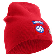 Licensed 82nd Airborne Military Embroidered 8 Inch Knitted Short Beanie - Red OSFM