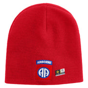 Licensed 82nd Airborne Military Embroidered 8 Inch Knitted Short Beanie - Red OSFM