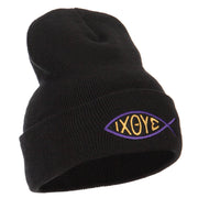 Religious Symbol of Christ Embroidered Long Beanie