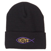 Religious Symbol of Christ Embroidered Long Beanie