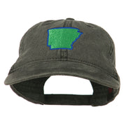 Arkansas State Map Embroidered Washed Cotton Cap